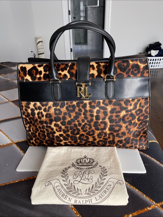 Ralph Lauren Handbags - Ralph Lauren Leopard Haircalf Tote with Black Trim